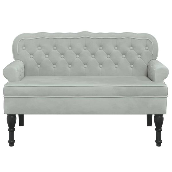 vidaXL Bench with Backrest Light Grey 119.5x64.5x75 cm Velvet