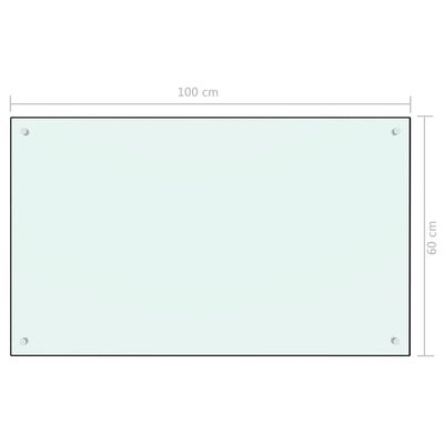vidaXL Kitchen Backsplash White 100x60 cm Tempered Glass