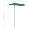 vidaXL Garden Half Parasol with Pole 180x90 cm Green