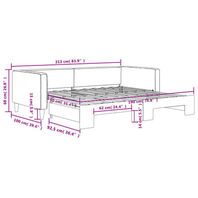 vidaXL Daybed with Trundle Dark Grey 92x187 cm Single Size Fabric