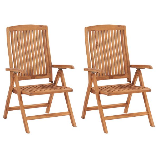 vidaXL Reclining Garden Chairs 2 pcs Solid Teak Wood