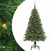 vidaXL Artificial Pre-lit Christmas Tree with Ball Set Green 210 cm PVC