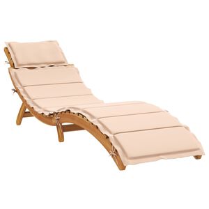vidaXL Sun lounger Solid Acacia Wood Beige