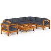vidaXL 8 Piece Garden Lounge Set with Dark Grey Cushions Acacia Wood
