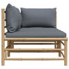 vidaXL 2 Piece Garden Lounge Set with Dark Grey Cushions Bamboo