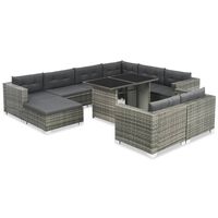 vidaXL 10 Piece Garden Lounge Set with Cushions Poly Rattan Grey