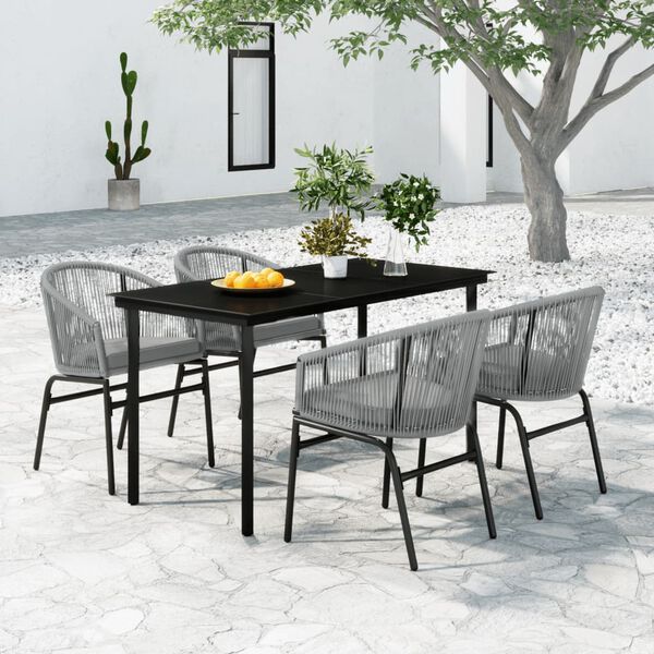 vidaXL 5 Piece Garden Dining Set Grey