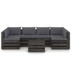 vidaXL 7 Piece Garden Lounge Set with Cushions Grey Impregnated Wood