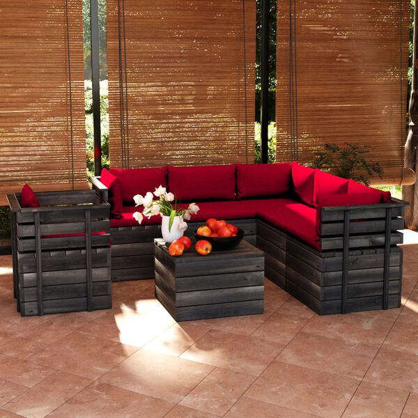 vidaXL 7 Piece Garden Pallet Lounge Set with Cushions Solid Pinewood