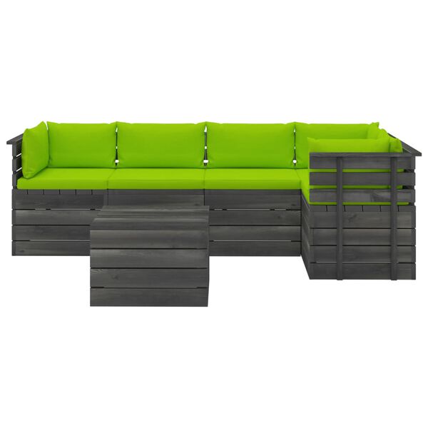 vidaXL 6 Piece Garden Pallet Lounge Set with Cushions Solid Pinewood