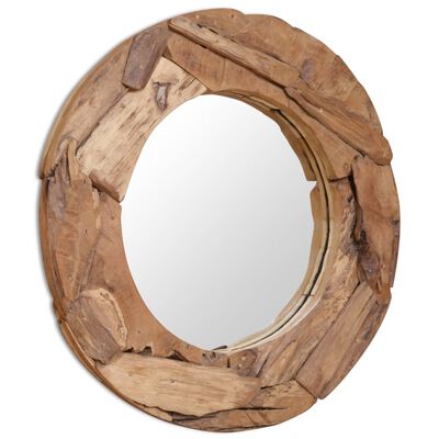 vidaXL Decorative Mirror Teak 80 cm Round