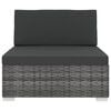 vidaXL Sectional Middle Seat 1 pc with Cushions Poly Rattan Grey