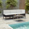 vidaXL 3 Piece Garden Lounge Set with Cushions Poly Rattan Black
