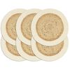 vidaXL Placemats 6 pcs Plain Natural 38 cm Round Jute and Cotton
