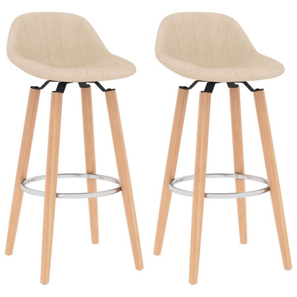 vidaXL Bar Stools 2 pcs Cream Fabric