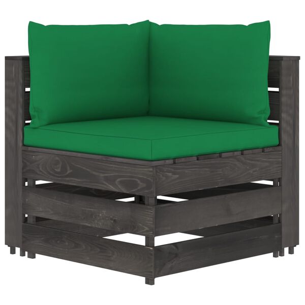 vidaXL 8 Piece Garden Lounge Set with Cushions Grey Impregnated Wood