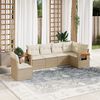 vidaXL 6 Piece Garden Sofa Set with Cushions Beige Poly Rattan