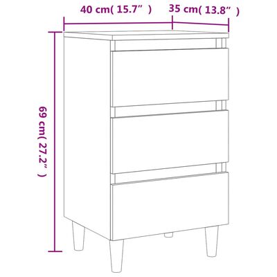 vidaXL Bed Cabinets & Solid Wood Legs 2 pcs Sonoma Oak 40x35x69 cm