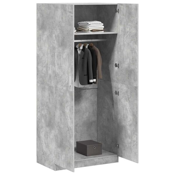 vidaXL Wardrobe Concrete Grey 90x52x200 cm Engineered Wood