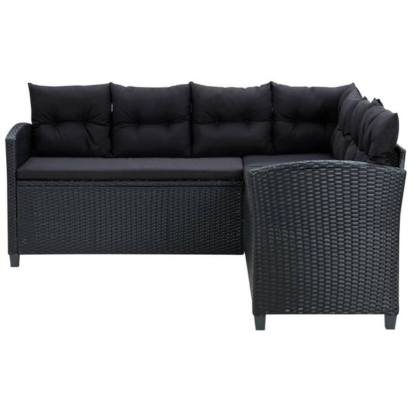 vidaXL 6 Piece Garden Lounge Set with Cushions Poly Rattan Black