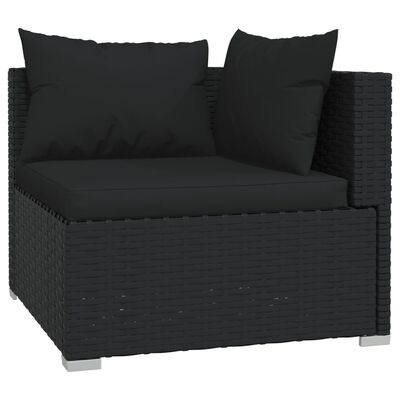 vidaXL 13 Piece Garden Lounge Set with Cushions Black Poly Rattan