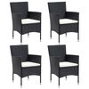vidaXL 5 Piece Garden Dining Set with Cushions Poly Rattan Black