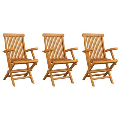 vidaXL Garden Chairs with Blue Cushions 3 pcs Solid Teak Wood
