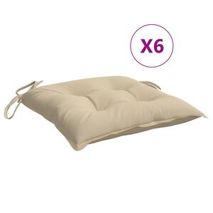 vidaXL Chair Cushions 6 pcs Beige 40x40x7 cm Oxford Fabric