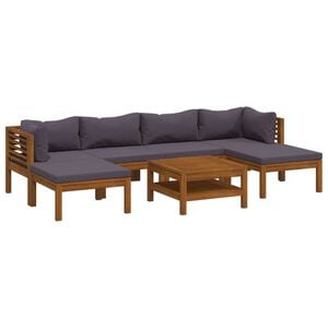 vidaXL Wooden Lounge Set | Dark Grey | Solid Acacia Wood | 7 Piece Set | Modular
