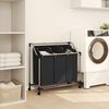 vidaXL Laundry Sorter with 3 Bags Black Steel