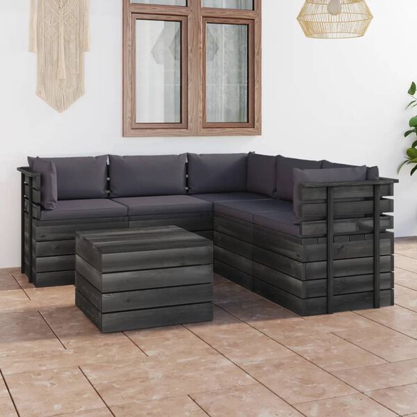 vidaXL 6 Piece Garden Pallet Lounge Set with Cushions Solid Pinewood