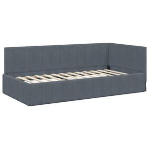 vidaXL Corner Bed Frame with Headboard Dark Grey 90 cm x 200 cm Velvet