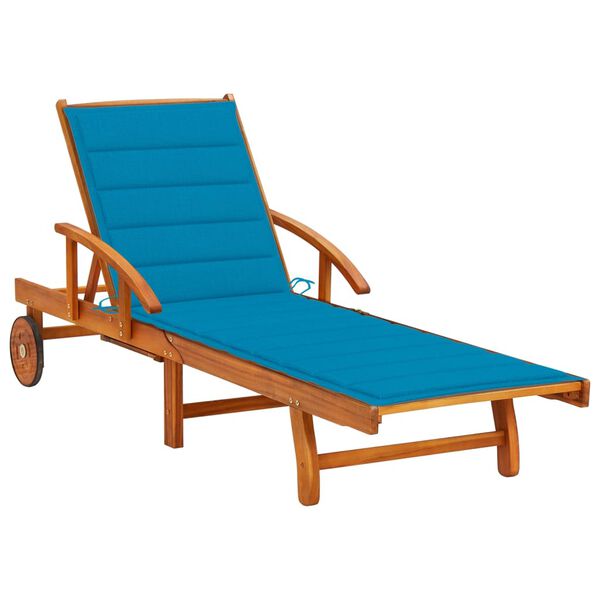 vidaXL Garden Sun Lounger with Cushion Solid Wood Acacia