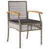 vidaXL 3 Piece Bistro Set with Cushions Grey Poly Rattan Acacia Wood