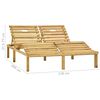 vidaXL Double Sun Lounger & Wine Red Cushions Impregnated Pinewood
