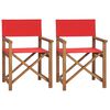 vidaXL Director's Chairs 2 pcs Solid Teak Wood Red