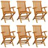 vidaXL Garden Chairs with Wine Red Cushions 6 pcs Solid Teak Wood