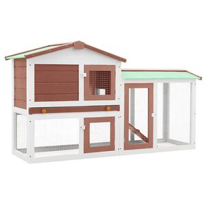 vidaXL Rabbit Hutch | Brown and White | Solid Fir Wood, Plywood | Large