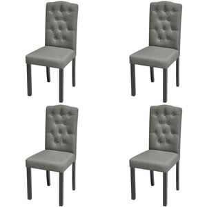 vidaXL Dining Chair |  Set of 4 | Grey | Polyester, Rubber wood | Standard