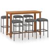 vidaXL 7 Piece Garden Bar Set with Cushions Grey
