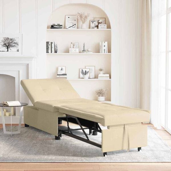 vidaXL Pull Out Sofa Bed Cream 194 x 50 x 82 cm Plywood