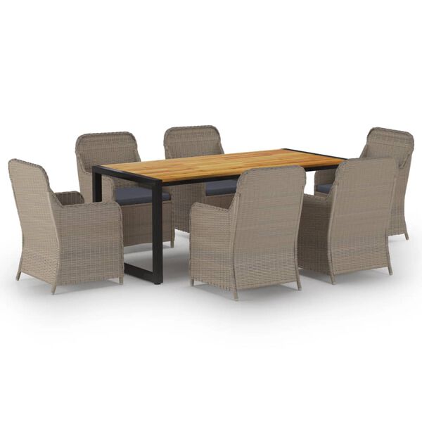 vidaXL 7 Piece Garden Dining Set Brown