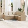 vidaXL 5 Piece Garden Sofa Set with Cushions Beige Poly Rattan