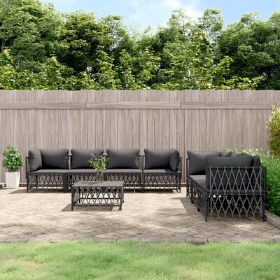 vidaXL 8 Piece Garden Lounge Set with Cushions Anthracite Steel