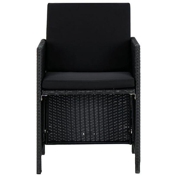 vidaXL 9 Piece Outdoor Dining Set with Cushions Poly Rattan Black