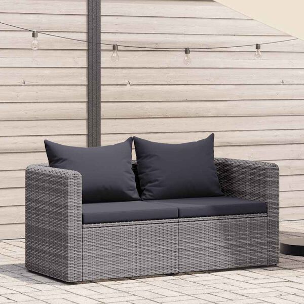 vidaXL Garden Corner Sofas 2 pcs Grey Poly Rattan