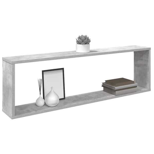 vidaXL Wall Cube Shelf 2 pcs Concrete Grey 100x15x30 cm Engineered Wood