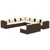 vidaXL 9 Piece Garden Lounge Set with Cushions Brown Poly Rattan