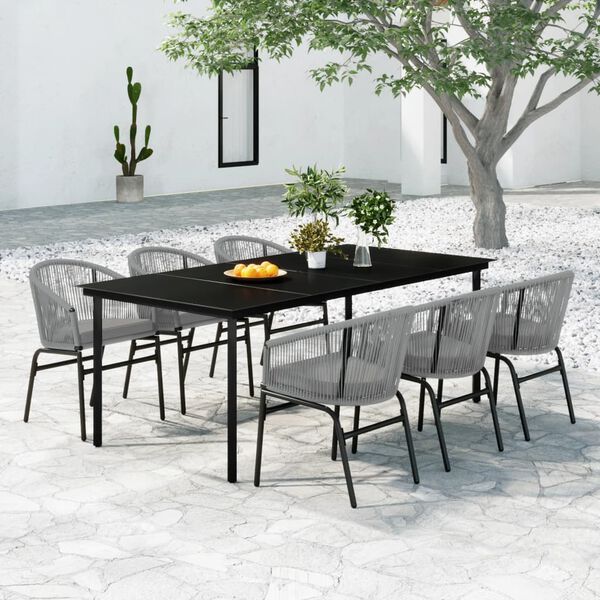 vidaXL 7 Piece Garden Dining Set Grey