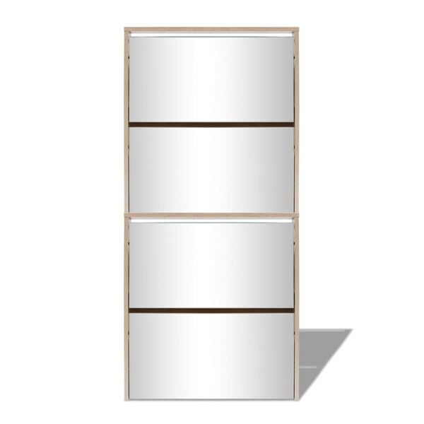 vidaXL Shoe Cabinet 4-Layer Mirror Oak 63x17x134 cm